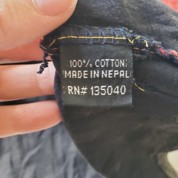 Rising International Dress Womens Large Black Boho Hippie Embroidered Sundress - Picture 7 of 8